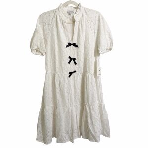 CeCe White Lace Bow Mini Dress Size Small NWT Romantic Cottagecore